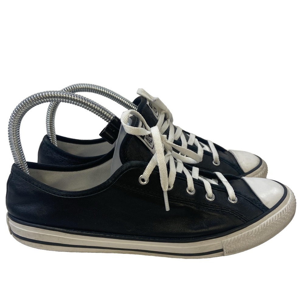 Leather Converse All Star Genuine Low Top Black Sneaker Women’s Size 7 Shoe